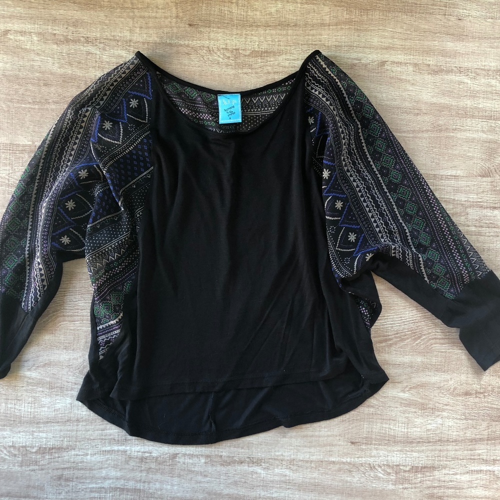 Flowy Boho Blouse Sleeved Sheer Mandala Yogi crop